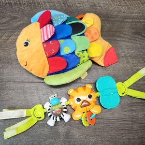 Baby Rainbow Fish Textured Sensory &  Stroller Bar Mirrors Infant